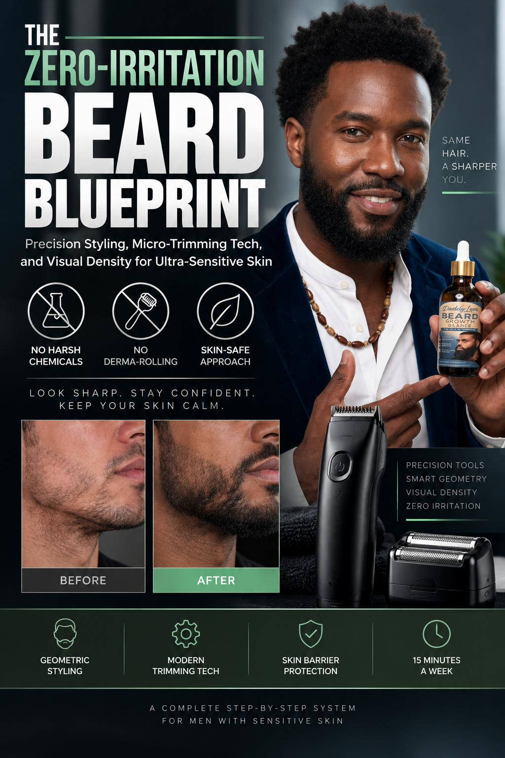 The Zero-Irritation Beard Blueprint: Precision Styling, Micro-Trimming Tech, and Visual Density for Ultra-Sensitive Skin