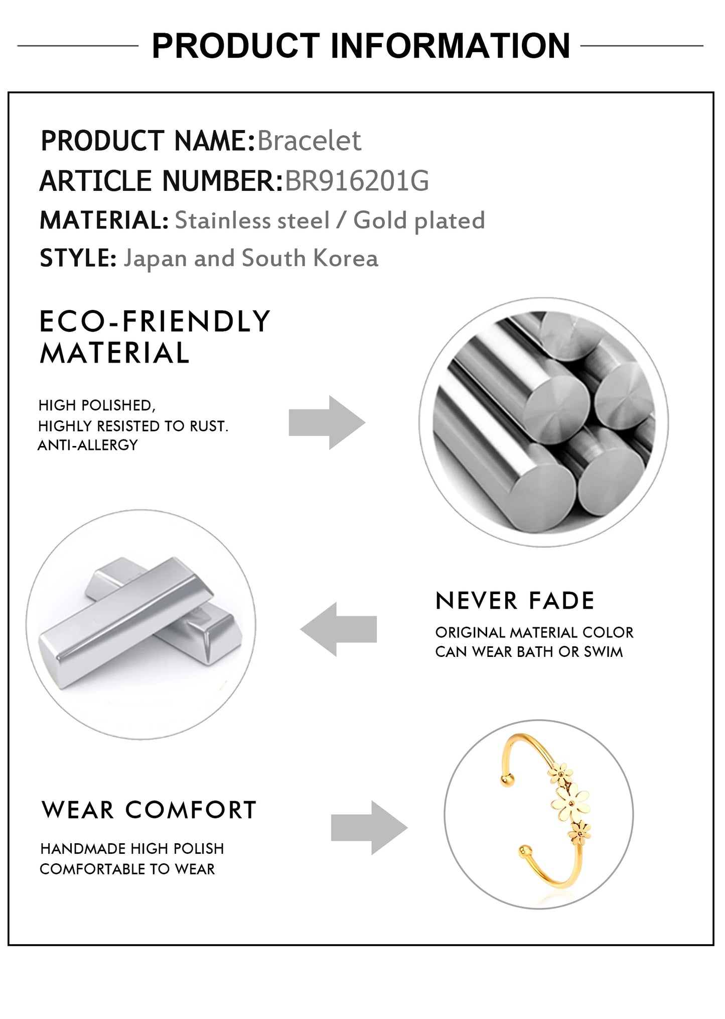 LUXUSTEEL Gold Color Flower Plant pulseira Mujer Daily Wear Stainless Steel Steel Ball Cuff Bracelets Fashion Jewelry
