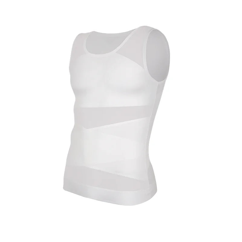 Men's Cross Mesh Vest Compression Shirts Breathable Sleeveless Tank Top Shapewear Fajas Slimming Tummy Control Body Shaper