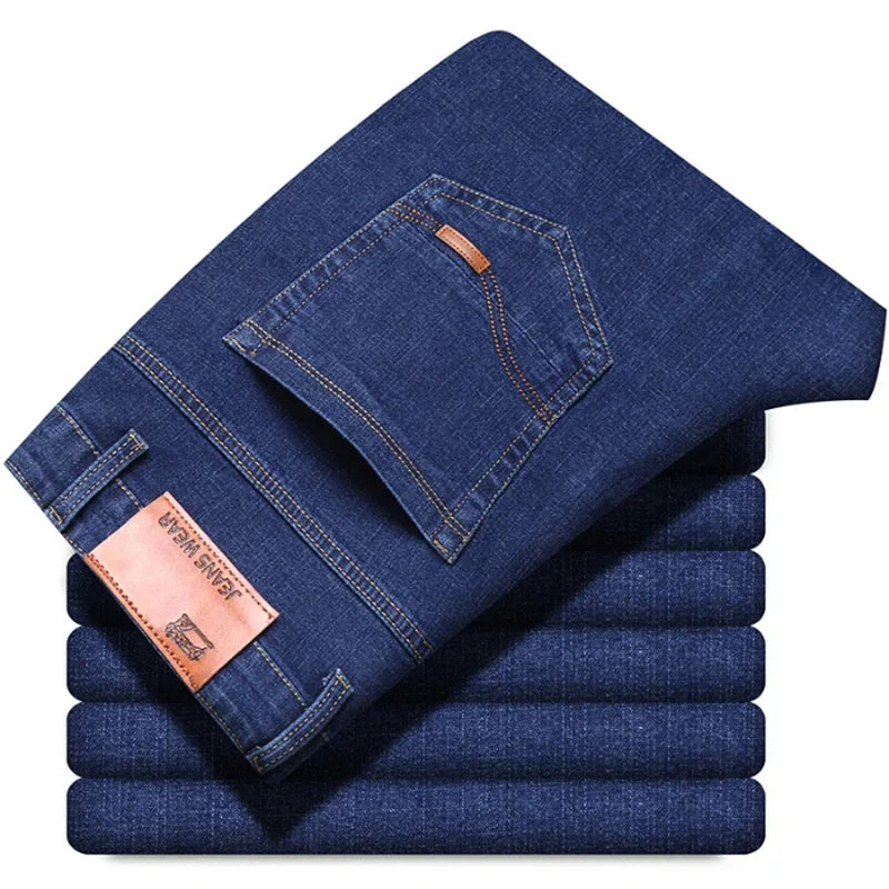 Autumn new men's micro elastic straight leg denim pants with shape and skin friendly business men's pants in multiple sizes