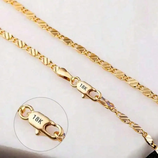 18K Gold Filled Chain Necklace for Women and Men, 16-30 Inch Adjustable Link Design