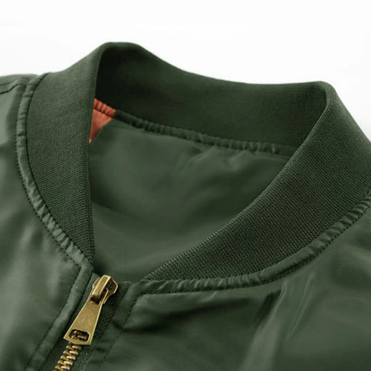 Men'S Leisure Standing Neck Bomber Jacket Spring And Autumn Vintage Long Sleeve Zippered Lightweight Baseball Jacket Coat