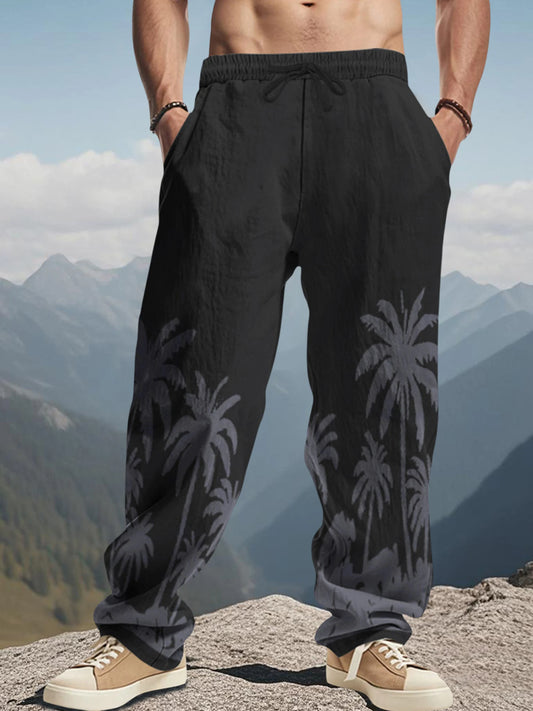 Men s Lightweight Linen Drawstring Beach Pants with Hawaiian Print for a Stylish Summer Look and Casual Streetwear Style