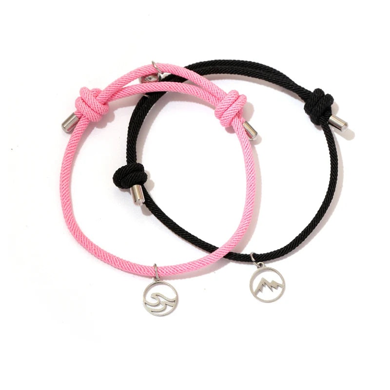 Sea Mountain Bracelet Couple Stainless Steel Magnetic Gift Handmade Adjustable Forever Love Relationship Bracelet Friends