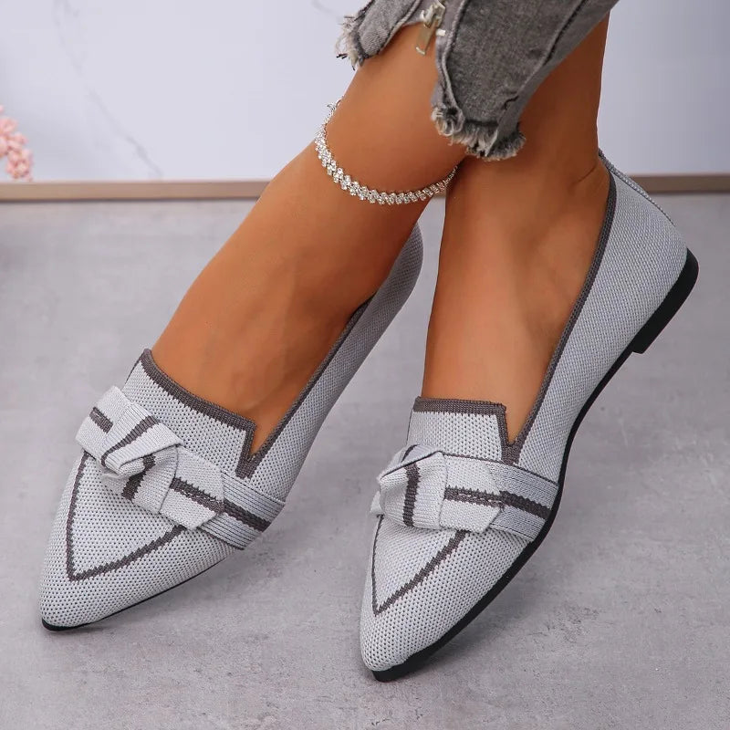 Women Flats New Ballet Pointed Toe Loafers Shoes for Women Slip-on Casual Low Heel Luxury Shoes Brand Butterfly Sneakers Women