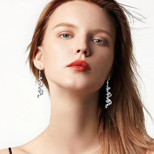 Fashion Spiral Ribbon Multi-Drop Teardrop Earrings - Elegant Dangle Ear Jewelry for Women