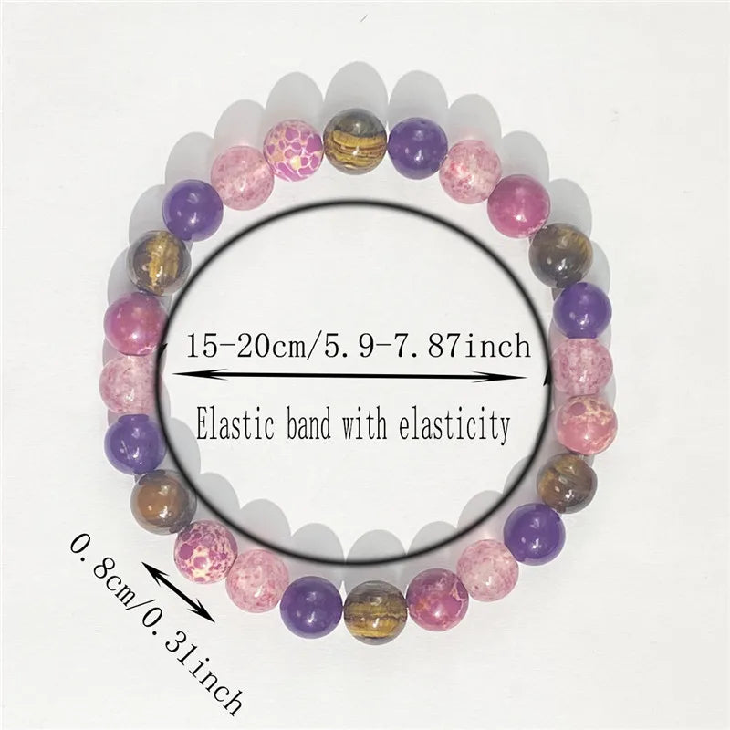 Bohemian style calm mind bracelet made of tiger eye stone and rose quartz stretch bracelet unisex jewelry, ideal gift