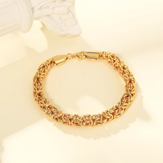 18K Gold Plated 8 Inches Braided Bracelet for Women Men 925 Sterling Silver Fashion Charm Couple Gift Jewelry Accessories USA