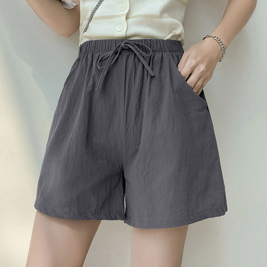 Shorts For Women Summer Outside Wear Wide Leg Large Size Pants Drawstring Loose Wide Leg Elastic High Waisted Trousers Trendy