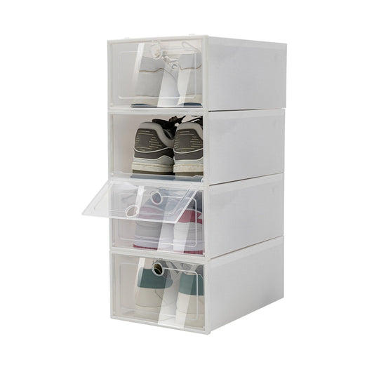 24Pcs Shoe Drawer Storage Box Clear Plastic Space Saving Foldable Shoes Case Stackable Organizer Display for Sneakers, Boots