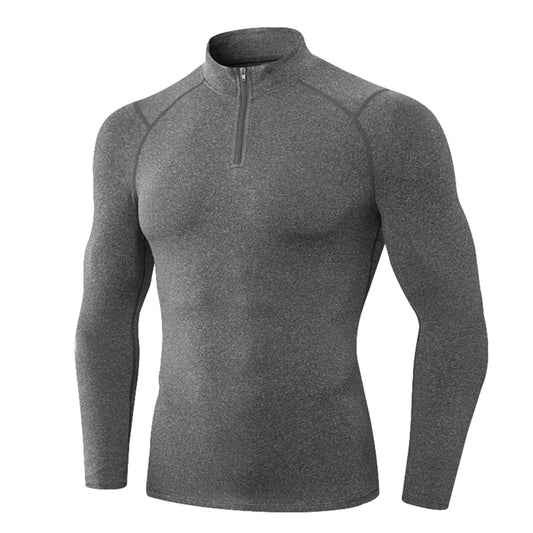 Mens T Shirt Crew Neck Long Sleeve Base Top T Shirts For Men Stand Up Collar Half Zip Absorbent Breathable Compression T-Shirt