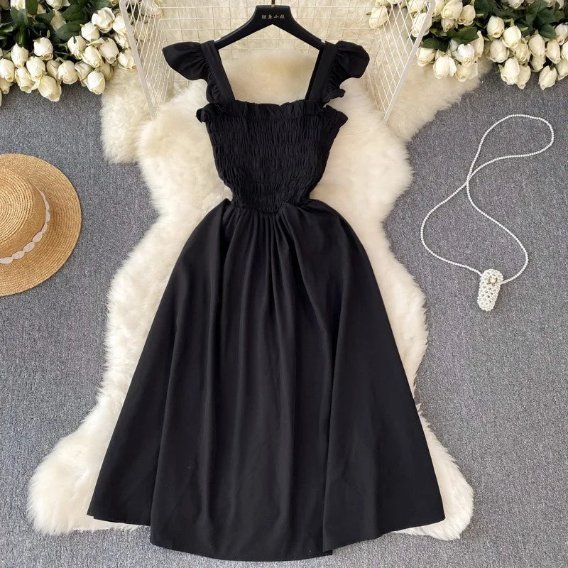 YuooMuoo Korean Fashion A-line Women Dress 2025 Aesthetic Slim Elastic Waistband Summer Dress Vacation Style Lady Beach Vestidos