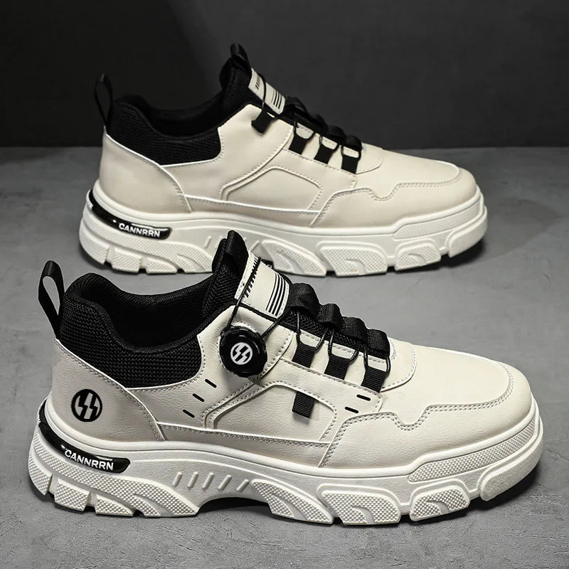 Autumn Men's Sneakers 2026 New Breathable Casual Shoes for Men Buttons Platform Vulcanzed Sneakers Shoes Non-slip Safety Shoes