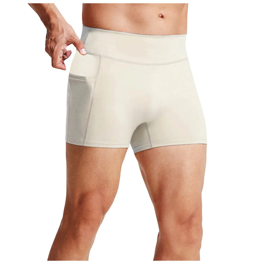 Men's Basic Quick Dry Sport Shorts Solid Color Breathable Moisture Wicking Athletic Boxer Briefs For Running Workout Fitness