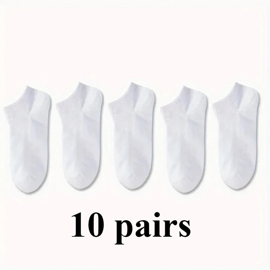 10 Pairs of Black, White, and Gray Socks, Machine Washable and Comfortable, Suitable for Daily Wear with Various Types of Shoes