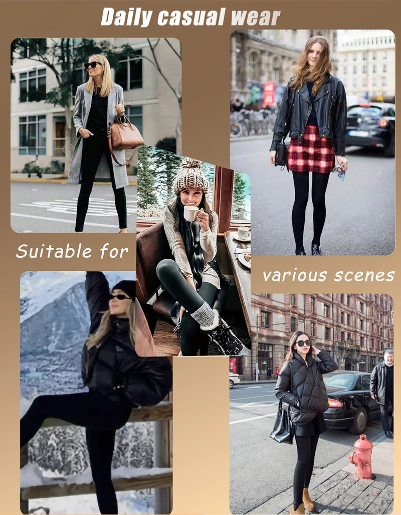 1PC Women's High-Waisted Thermal Leggings with Fashion Leather Logo,Winter fleece-lined thick yoga pants for outdoor wear