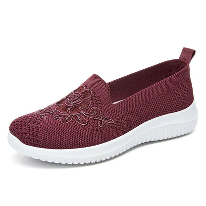Women's breathable hollow flat shoes, shallow mouth flower solid color mesh shoes, fashionable lazy shoes