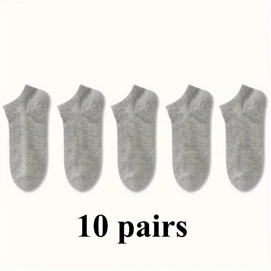 10 Pairs of Black, White, and Gray Socks, Machine Washable and Comfortable, Suitable for Daily Wear with Various Types of Shoes