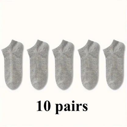 10 Pairs of Black, White, and Gray Socks, Machine Washable and Comfortable, Suitable for Daily Wear with Various Types of Shoes