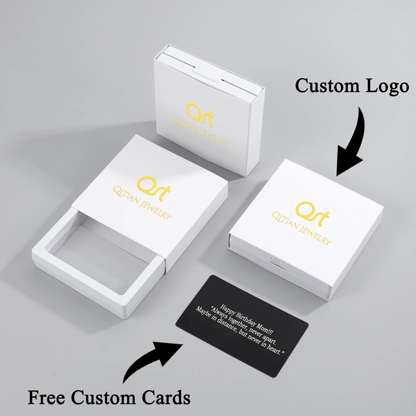 Qitian Custom Name Necklace With Birthstones Family Jewelry Personalized Heart Mother And Child Pendant Mother's Day Gift Chain