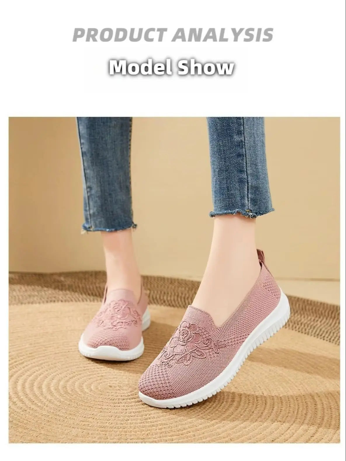 Women's breathable hollow flat shoes, shallow mouth flower solid color mesh shoes, fashionable lazy shoes