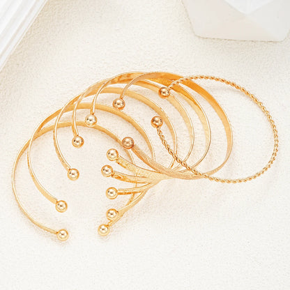 7 Pcs/Set Punk Gold Color Bracelets for Women Streetwear Goth Heart Prints Metal Design Open Bangle Fashion Jewelry Gifts