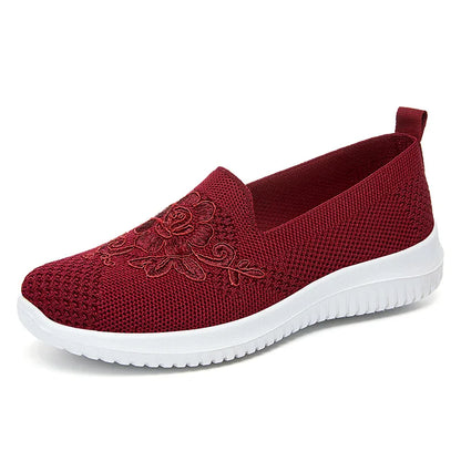 Women's breathable hollow flat shoes, shallow mouth flower solid color mesh shoes, fashionable lazy shoes