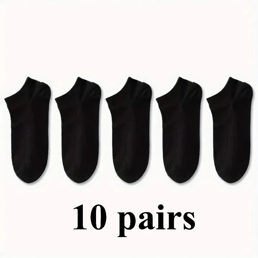 10 Pairs of Black, White, and Gray Socks, Machine Washable and Comfortable, Suitable for Daily Wear with Various Types of Shoes