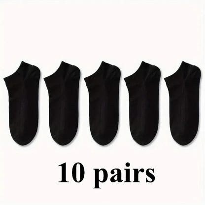 10 Pairs of Black, White, and Gray Socks, Machine Washable and Comfortable, Suitable for Daily Wear with Various Types of Shoes