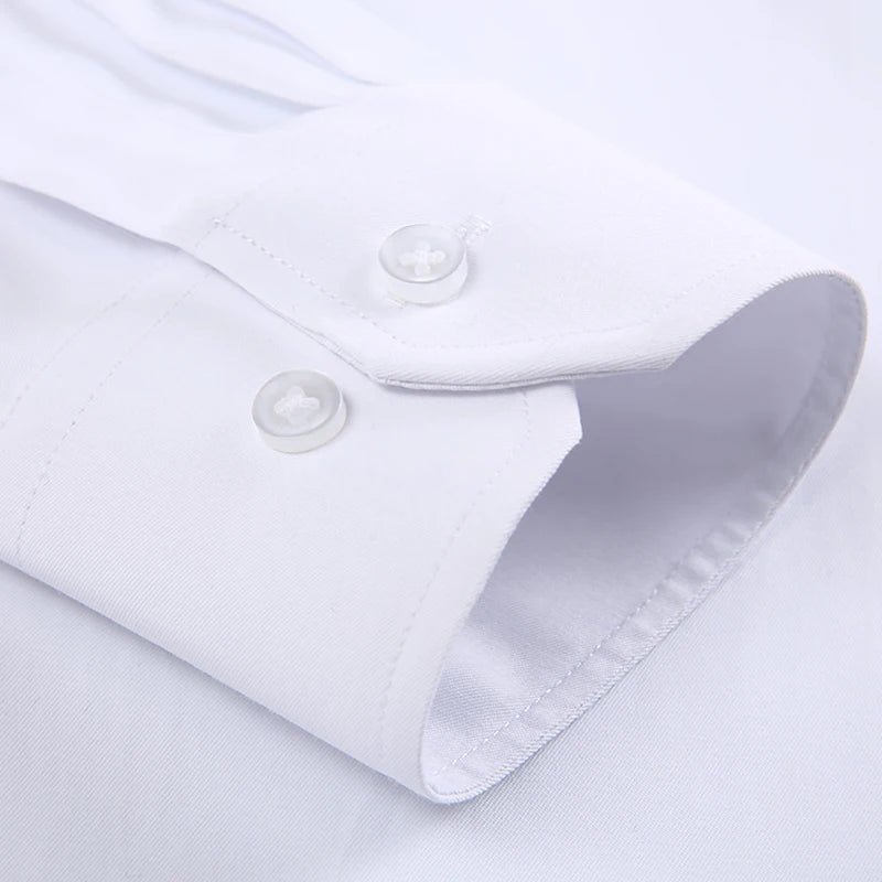 Men's Classic Long Sleeve Standard-fit Dress Shirts Formal Business Social Simple Basic Design White Work Office Casual Shirt