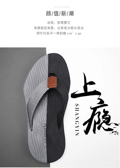 2021 Summer Men Flip Flops Beach Sandals Anti-slip High Quality Men Shoes Trendy Men Beach Slipper Big Size 45