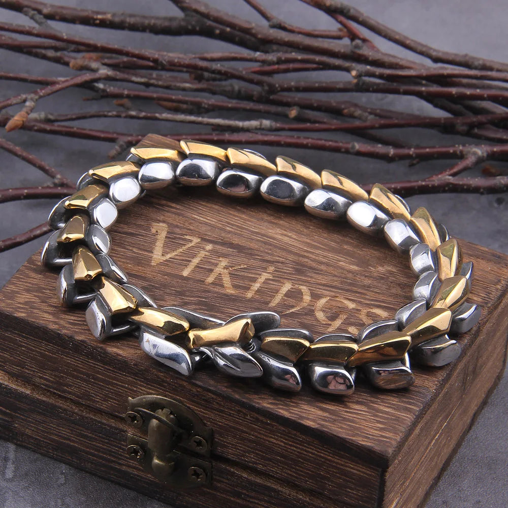 Viking Ouroboros vintage punk bracelet for men stainless steel fashion Jewelry hippop street culture
