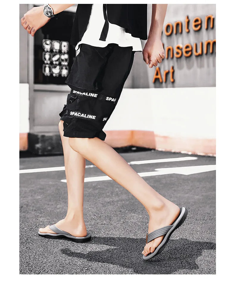 2021 Summer Men Flip Flops Beach Sandals Anti-slip High Quality Men Shoes Trendy Men Beach Slipper Big Size 45