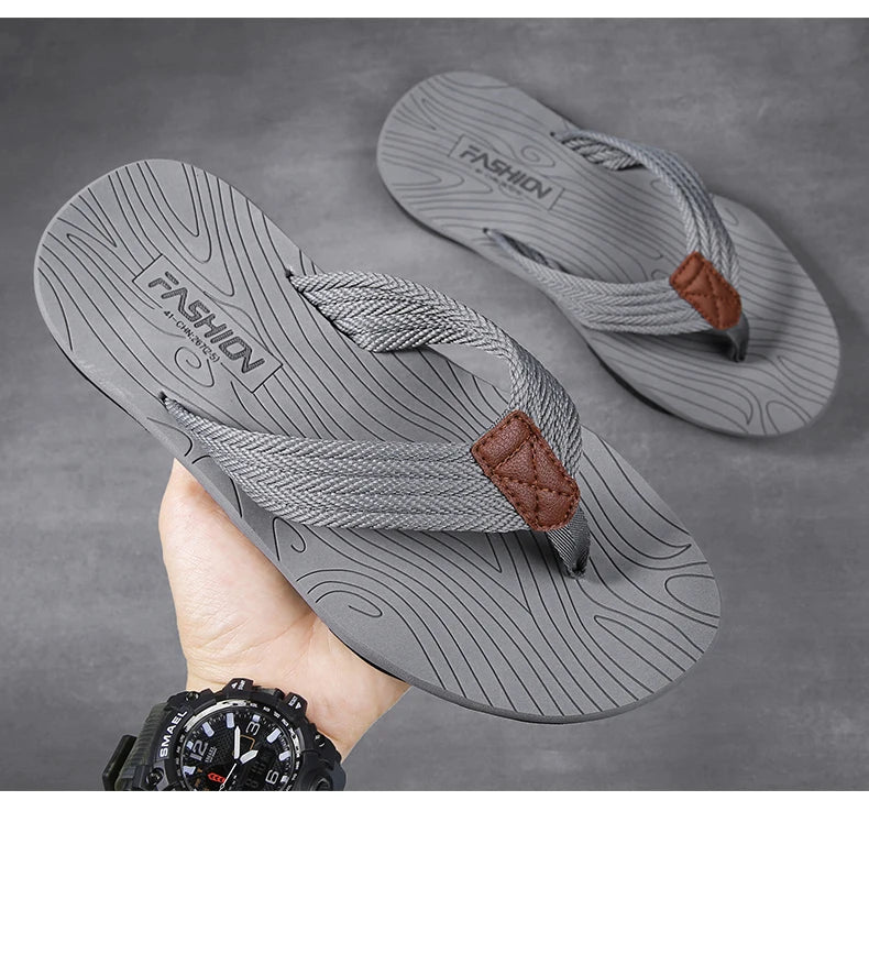 2021 Summer Men Flip Flops Beach Sandals Anti-slip High Quality Men Shoes Trendy Men Beach Slipper Big Size 45