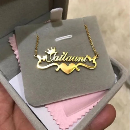 DOREMI  Stainless Steel Custom Name Personalized Butterfly Name Necklaces for Women Jewelry Gold Filled Heart Statement Choker