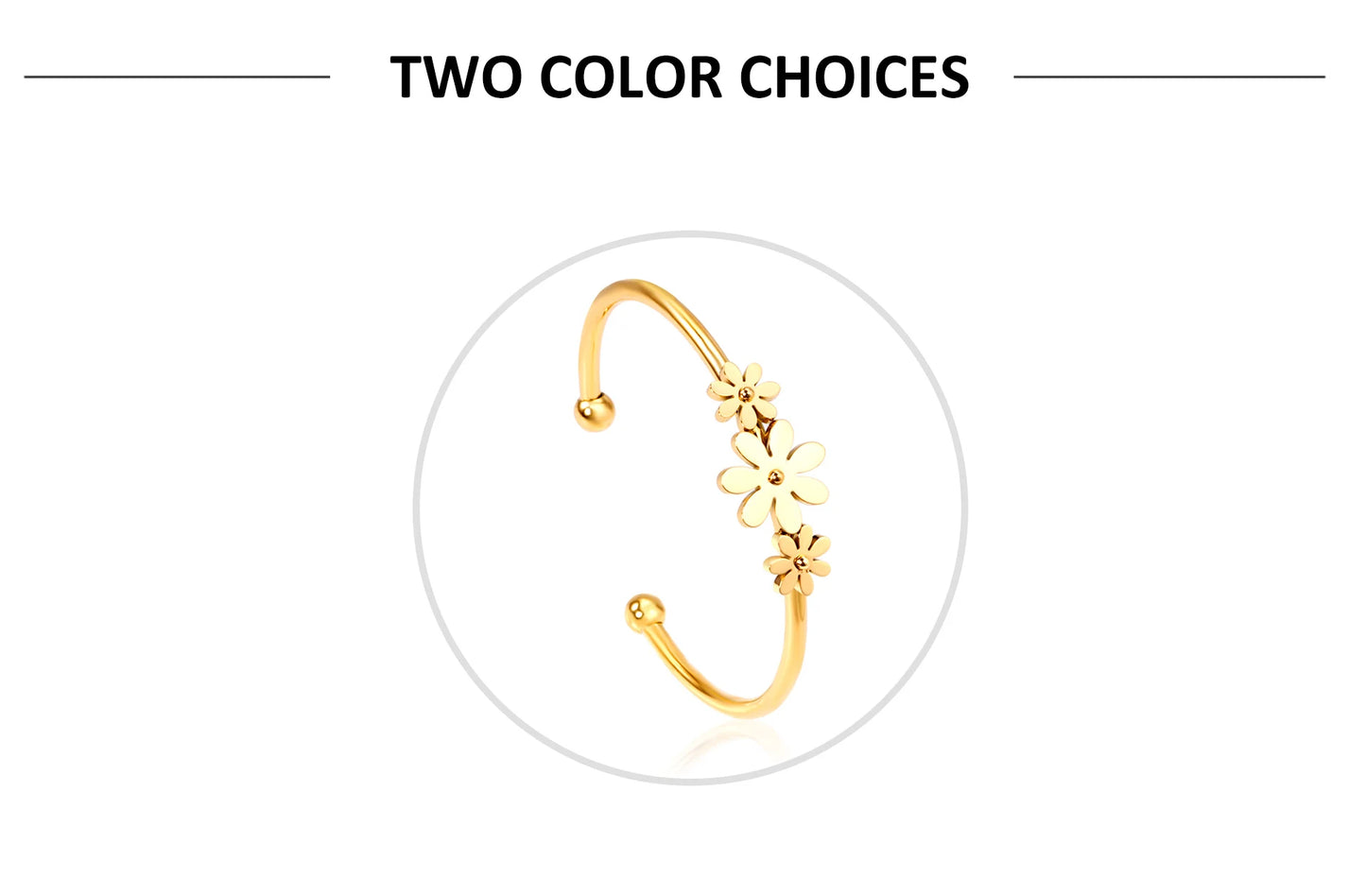 LUXUSTEEL Gold Color Flower Plant  pulseira Mujer Daily Wear Stainless Steel Steel Ball Cuff Bracelets Fashion Jewelry