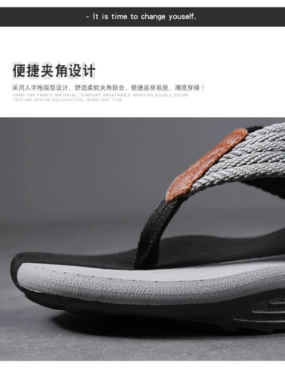 2021 Summer Men Flip Flops Beach Sandals Anti-slip High Quality Men Shoes Trendy Men Beach Slipper Big Size 45
