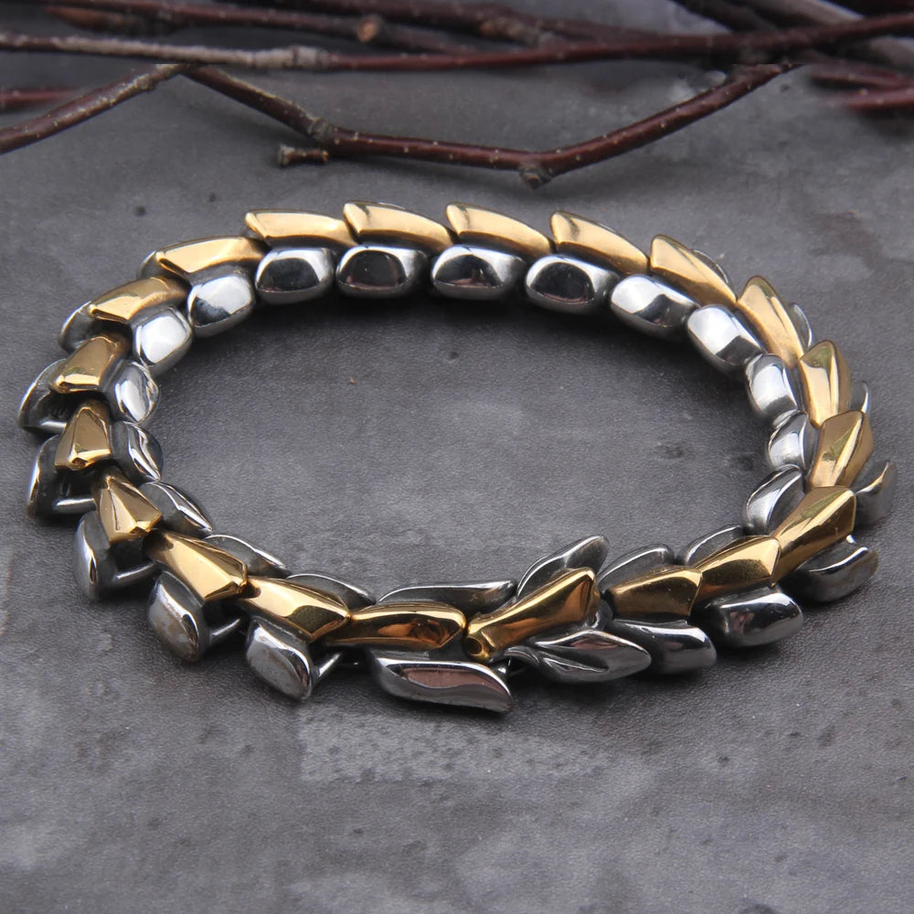Viking Ouroboros vintage punk bracelet for men stainless steel fashion Jewelry hippop street culture