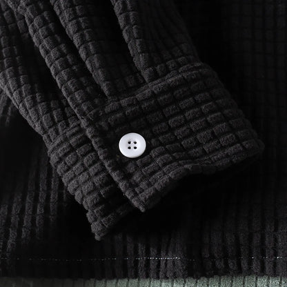 Autumn Men's Streetwear Patchwork Corduroy Long Sleeve Shirt Fashion Casual Turn Down Collar Luxury Shirts with Pocket Harajuku