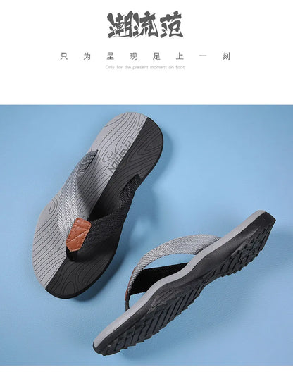 2021 Summer Men Flip Flops Beach Sandals Anti-slip High Quality Men Shoes Trendy Men Beach Slipper Big Size 45