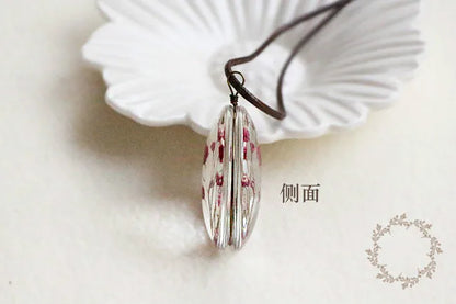 Handmade Dried Flower Necklace Red Blue Pink Flowers Pendant Leather Chain Necklaces For Women Bohemian Jewelry