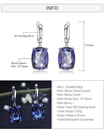 GEM'S BALLET Luxury 925 Sterling Silver Drop Earrings Natural Iolite Blue Mystic Quartz for Women Elegant Earrings Fine Jewelry