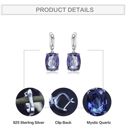 GEM'S BALLET Luxury 925 Sterling Silver Drop Earrings Natural Iolite Blue Mystic Quartz for Women Elegant Earrings Fine Jewelry