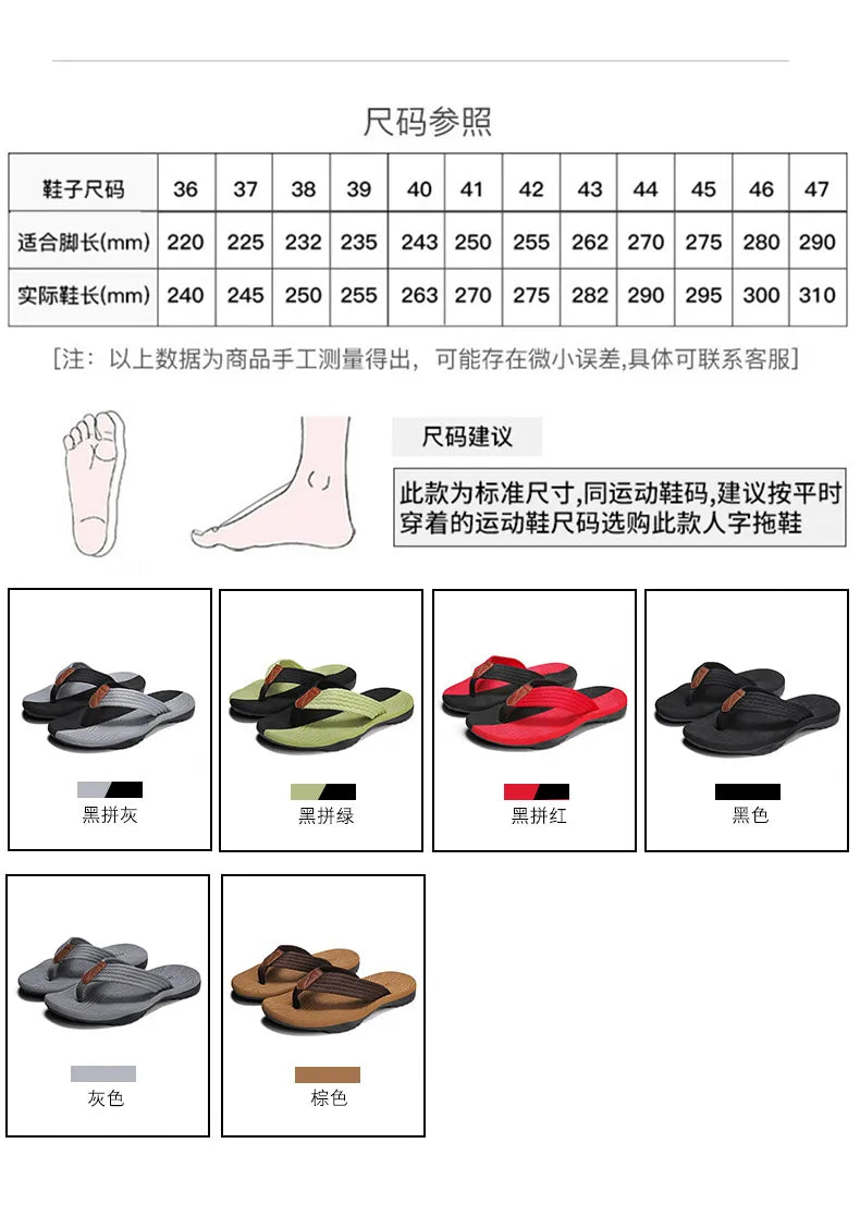 2021 Summer Men Flip Flops Beach Sandals Anti-slip High Quality Men Shoes Trendy Men Beach Slipper Big Size 45