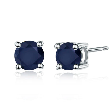 Gem's Ballet 5mm 1.28Ct Round Natural Red Garnet Gemstone Stud Earrings Genuine 925 Sterling Silver Fashion Jewelry for Women