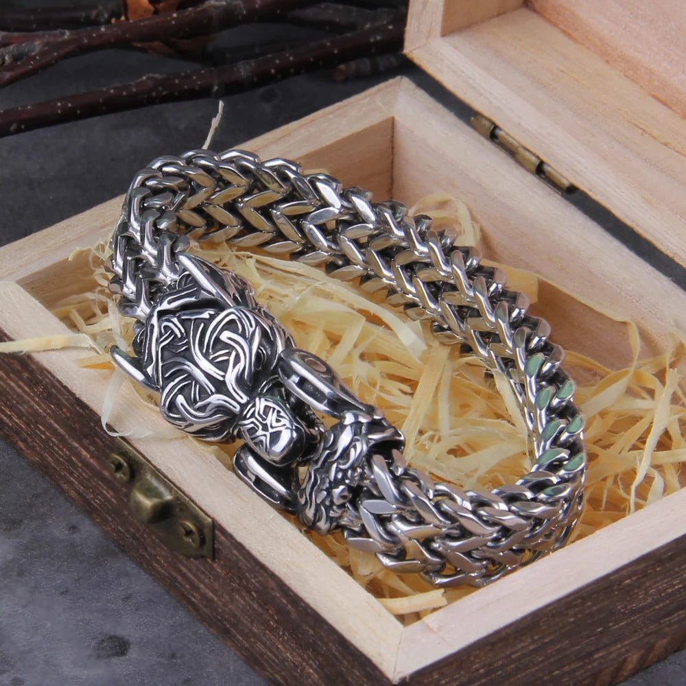Viking Ouroboros vintage punk bracelet for men stainless steel fashion Jewelry hippop street culture