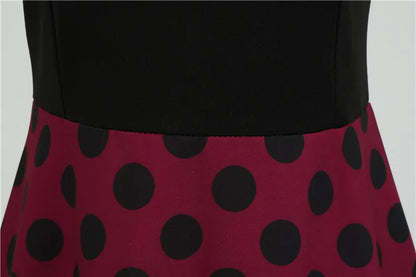 Women Retro Summer Dresses 50s 60s Sleeveless V-neck Polka Dot Bow Ball Grown Party Sundress Robe Vestidos