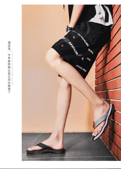 2021 Summer Men Flip Flops Beach Sandals Anti-slip High Quality Men Shoes Trendy Men Beach Slipper Big Size 45