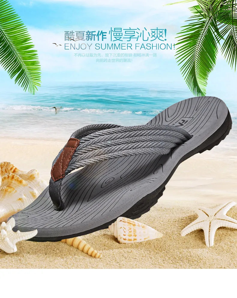 2021 Summer Men Flip Flops Beach Sandals Anti-slip High Quality Men Shoes Trendy Men Beach Slipper Big Size 45