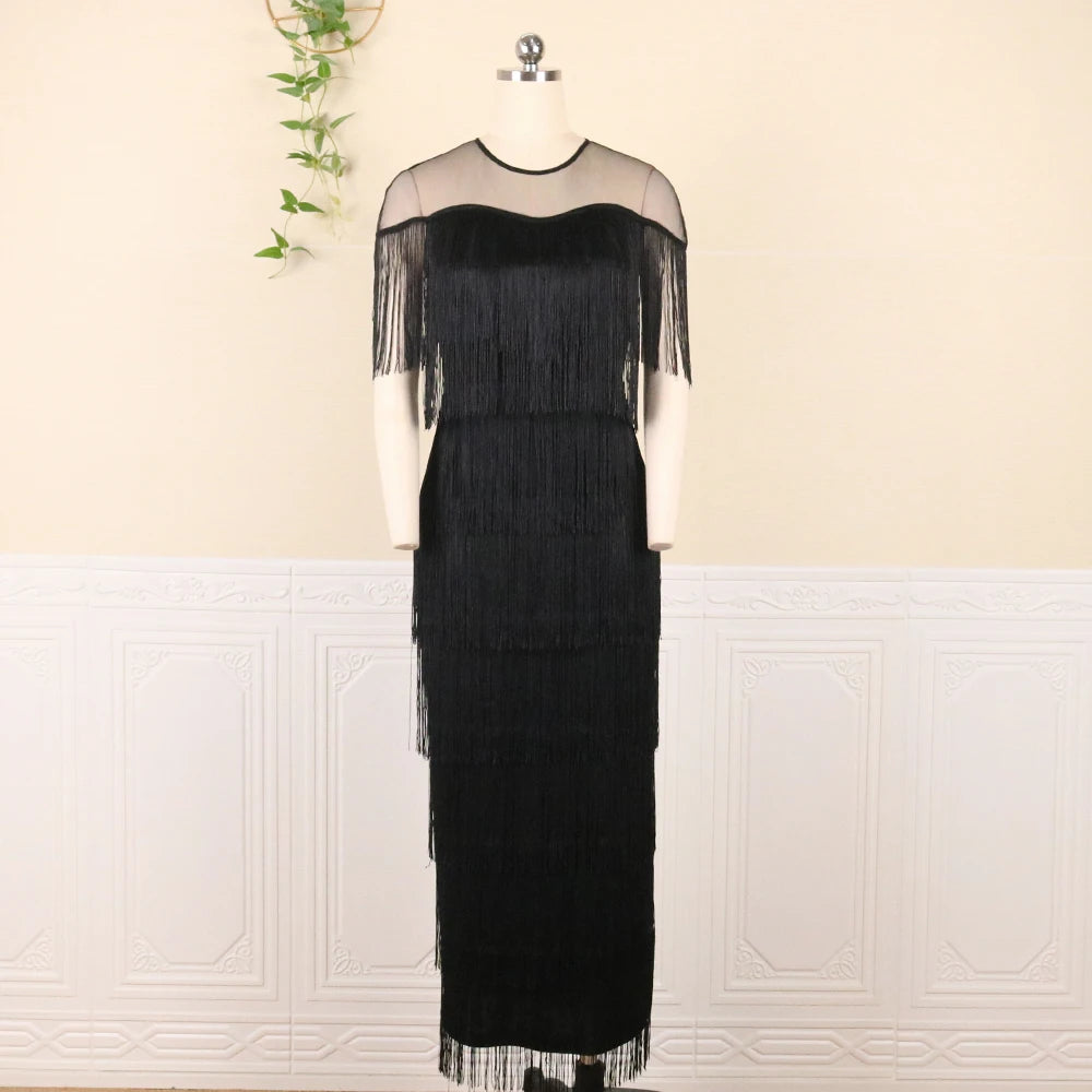 Women Black Plus Size Dress Patchwork Mesh See Through Party Celebrate Event Tight Summer Bodycon Sexy Prom Occasion Robes New